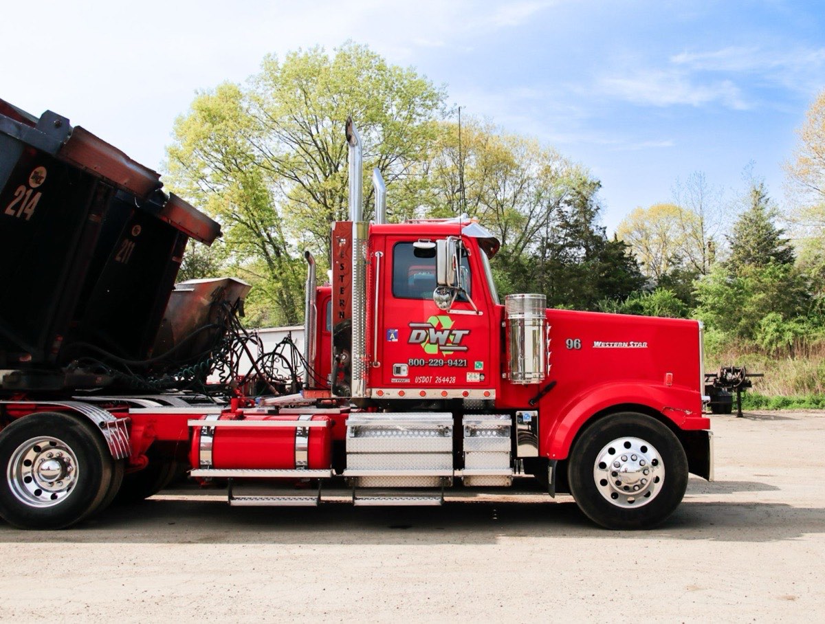 Unit 96 hooked to trailer 214 in the yard